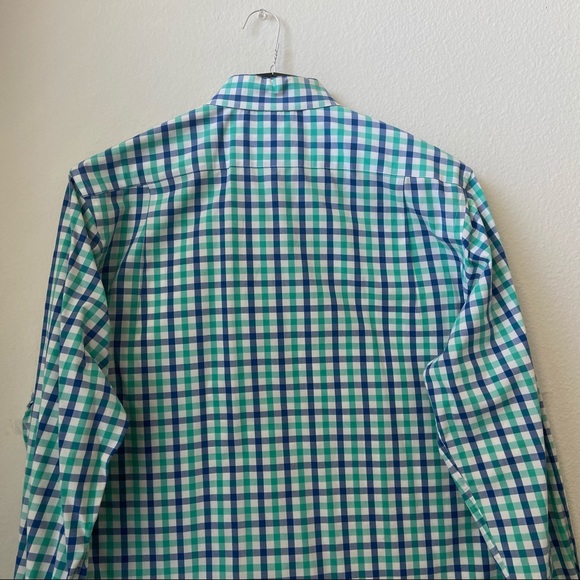 🆕 Southern Tide Gingham Button Down Shirt - White w/ Blue & Green - Picture 7 of 13